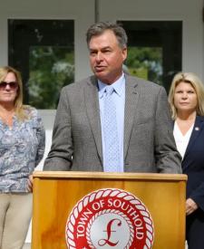 Al Krupski at a press conference in Southold in September. (File photo)